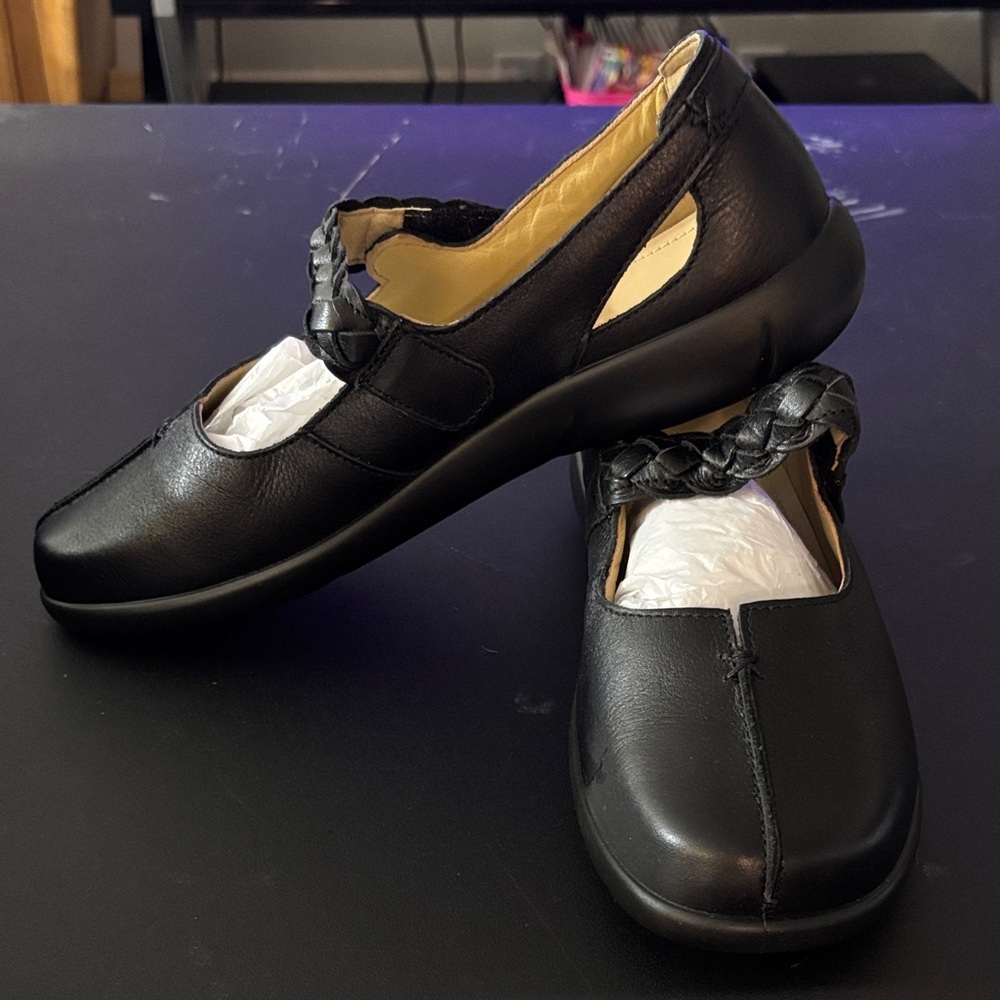 Hotter Black Braided Flats